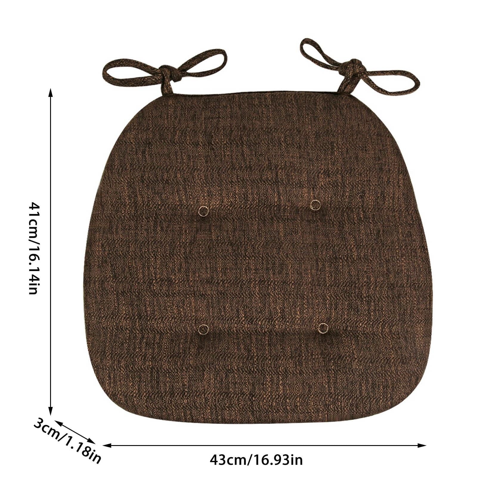 Beige D Shaped Dining Chair Cushion, Removable Washable Cover With Ties for Kitchen Patio Chairs, 17 x 16 in