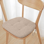Beige D Shaped Dining Chair Cushion, Removable Washable Cover With Ties for Kitchen Patio Chairs, 17 x 16 in
