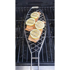 Stainless Steel Folding Fish Grill Basket With Wooden Handle, Non Stick BBQ Basket for Vegetables Fish Meat Steak Shrimp, 12.2 x 5.9 in