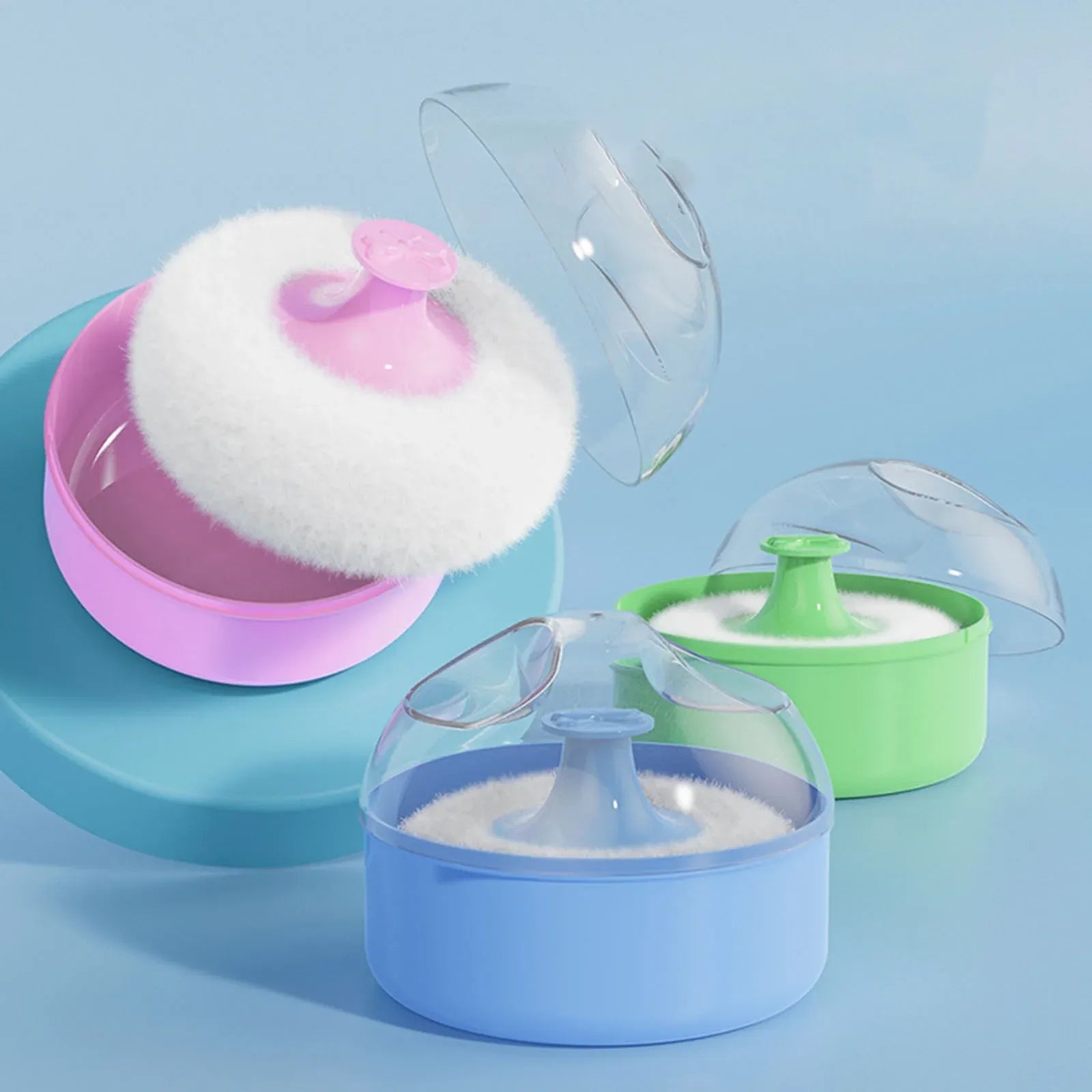 Large Body Powder Puff With Case, Empty Loose Powder Box and Cosmetic Powder Puff Container