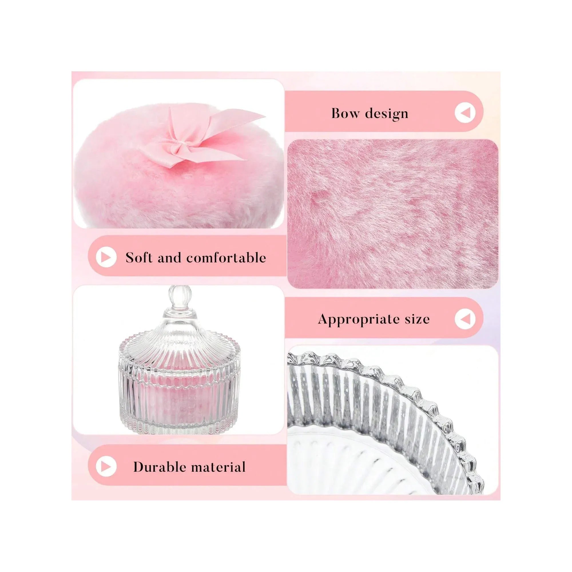 Clear Ribbed Glass Vanity Jar With Lid, Victorian Style Makeup Trinket Container for Bathroom