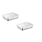 2 Pc Stainless Steel Fridge Storage Containers With Lids, Rectangular Baking Pans for Freezer Meal Prep and Catering, 10 x 8 x 3 in