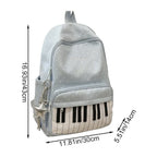 Blue Piano Print Backpack, Large Capacity Polka Dot Casual Travel Daypack