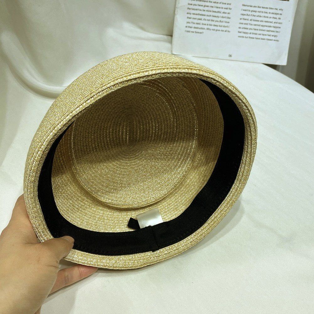 Womens Straw Beret Hat, Vintage French Artist Cap for Church Derby Party Summer Vacation