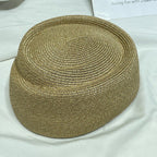 Womens Straw Beret Hat, Vintage French Artist Cap for Church Derby Party Summer Vacation