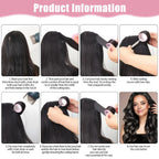 50 Pcs Pink Self Grip Hair Rollers Set With Clips for Long Short Hair and Bangs, 25 mm, 36 mm, 48 mm, 60 mm