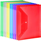 12 Pcs Plastic Document Folders With Snap Closure, Plastic Envelopes, A4