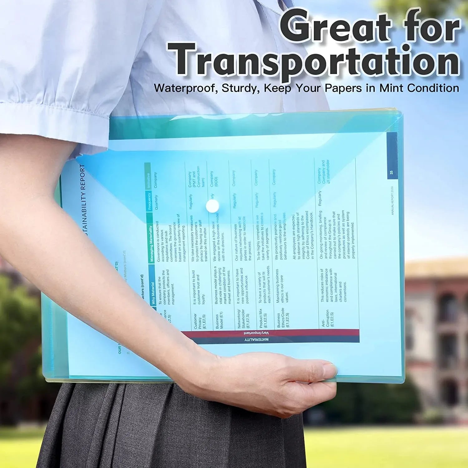 12 Pcs Plastic Document Folders With Snap Closure, Plastic Envelopes, A4