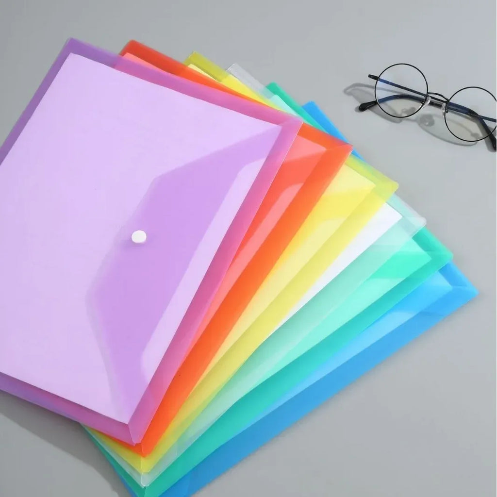 12 Pcs Plastic Document Folders With Snap Closure, Plastic Envelopes, A4
