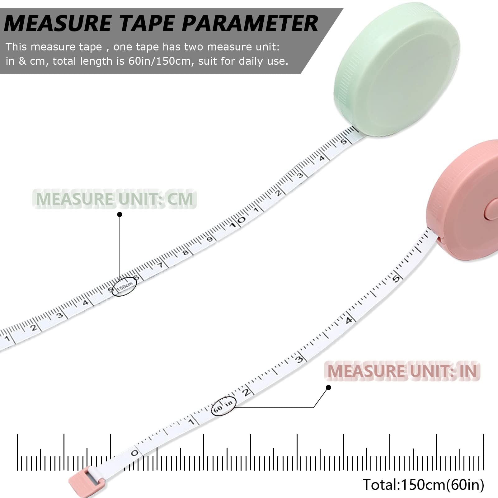 6 Pack Soft Measuring Tape, Retractable Tailor Ruler With Push Button for Sewing Body Fabric Cloth Knitting, 60 in, 1.5 m