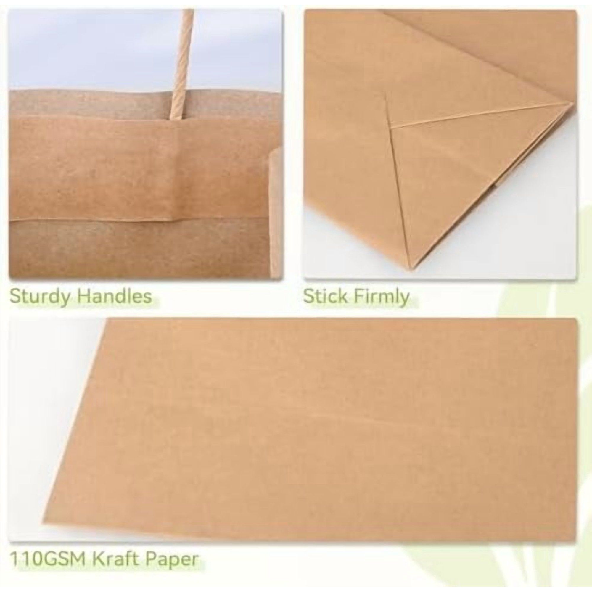 100 Pcs Brown Kraft Gift Bags With Handles, Medium Paper Bags for Craft Shopping Business Party Favor Retail Grocery, 5.91* 3.15 * 8.27in