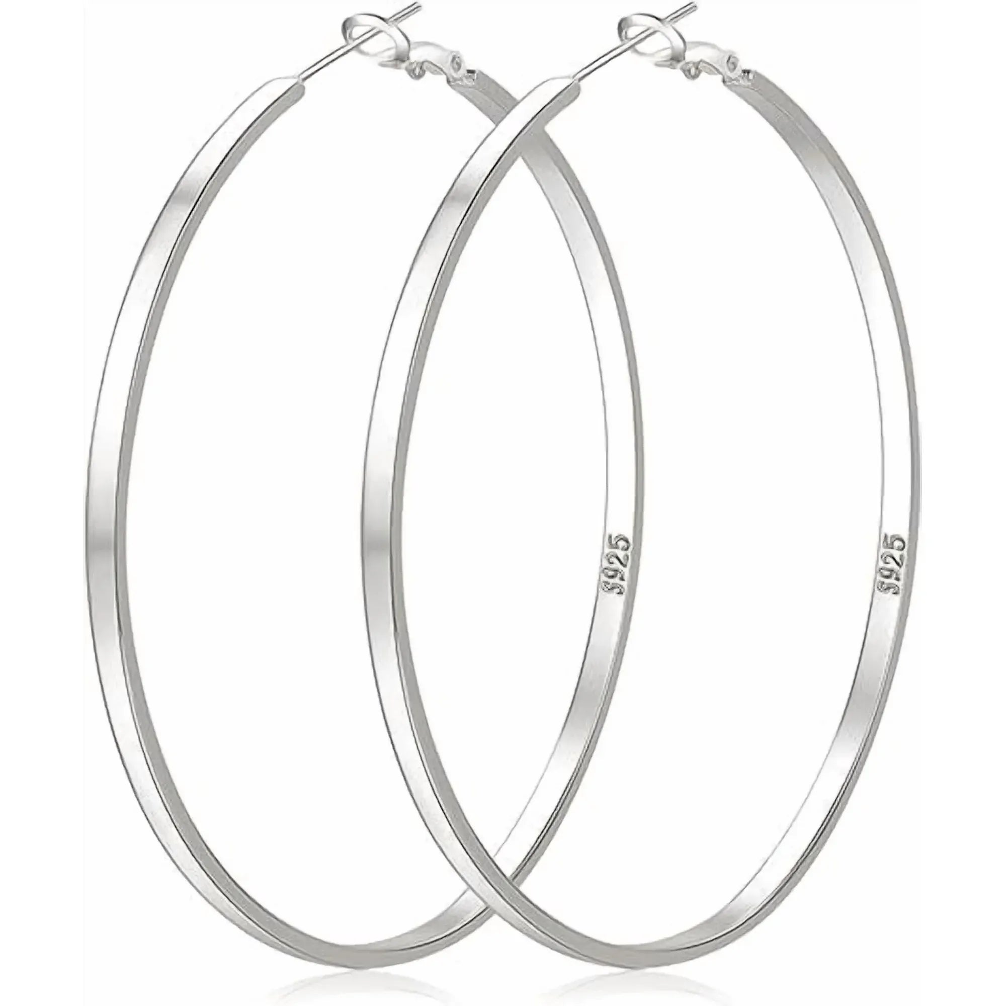 316 Sterling Silver Hoop Earrings for Women, Lightweight Hypoallergenic Large Earrings, 30/40/50 mm