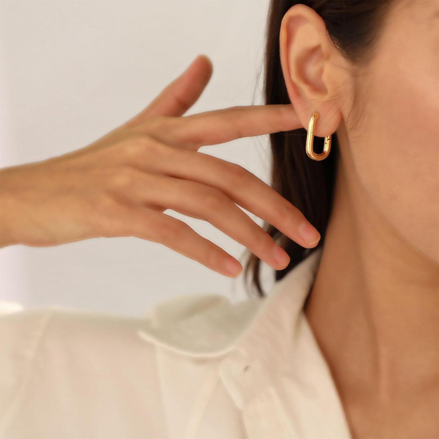 Chunky Stud Earrings for Women, 14K Gold Plated Hypoallergenic Statement Fashion Jewelry