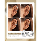4 Pairs 14K Gold Plated Ear Cuffs, Non Piercing Adjustable Clip On Cartilage Earrings for Women