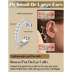 4 Pairs 14K Gold Plated Ear Cuffs, Non Piercing Adjustable Clip On Cartilage Earrings for Women