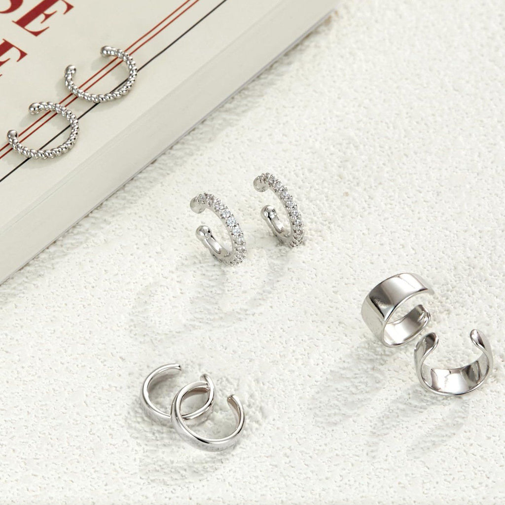 4 Pairs 14K Gold Plated Ear Cuffs, Non Piercing Adjustable Clip On Cartilage Earrings for Women