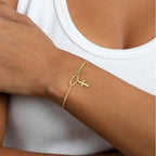 Cross Bracelet for Women, Dainty 14K Gold Plated or Silver Plated Pearl Knot Chain Religious Charm Jewelry