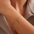Cross Bracelet for Women, Dainty 14K Gold Plated or Silver Plated Pearl Knot Chain Religious Charm Jewelry