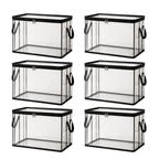 6 Pcs Extra Large Clear Storage Bags With Zipper Handles, Thick Foldable Plastic Bins for Clothes Blankets Toys Moving