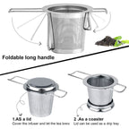 Tea filter, stainless steel tea strainer, tea strainer, tea infuser Tea strainer with lock, tea filter with fine holes, foldable handle design Suitable for