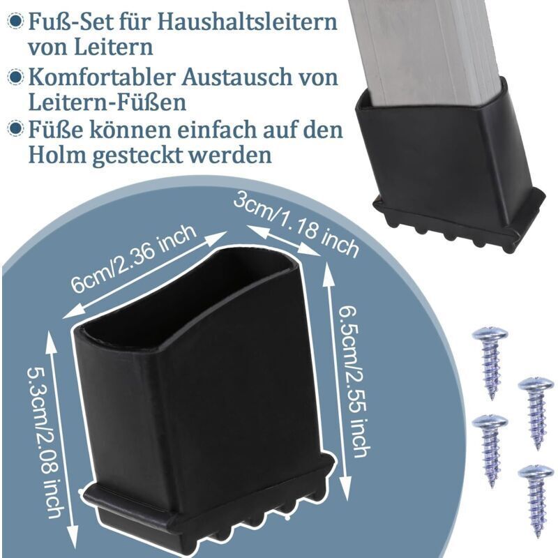 4 Pcs Replacement Rubber Ladder Feet for Ladder, Ladder, Rubber Feet, Replacement Feet, Spare Parts