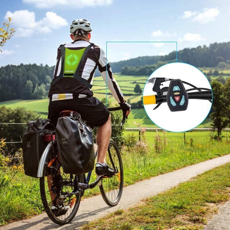 LED Turn Signal Vest, LED Reflective Vest with Direction Indicator, Remote Control, Turn Signals, USB Rechargeable, Easy Installation for Bicycle