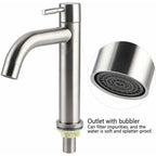 Single G1 2 Brushed Stainless Steel Cold Water Tap with Large Single-Hole Basin
