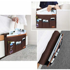 Sofa Armrest Organizer, Storage Chair Bag with 5 Pockets, Chair Cover for Remote Control, iPad, Magazine, Glasses, Brown