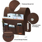Sofa Armrest Organizer, Storage Chair Bag with 5 Pockets, Chair Cover for Remote Control, iPad, Magazine, Glasses, Brown