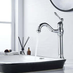 Retro Swivel Basin Mixer Tap, 360 Degree Rotating, Single Lever, High Spout, Hot and Cold Water, Chrome
