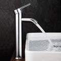 Bathroom Sink Faucet, High Arc Bathroom Sink Mixer Tap, Adjustable Hot and Cold Mixer Tap, Chrome Plated Brass, Silver Grey