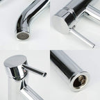 Bathroom Sink Faucet, High Arc Bathroom Sink Mixer Tap, Adjustable Hot and Cold Mixer Tap, Chrome Plated Brass, Silver Grey