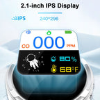 Portable Carbon Monoxide Detector with 2.1 Inch Screen, Multifunction Temperature and Humidity Tester, Electrochemical Sensor, IP65 Waterproof