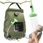 Solar Camping Shower Bag, Solar Portable Shower Bag, Outdoor Foldable Water Bag with Switchable Shower Head Solar Water Heater for Hiking, 20 L