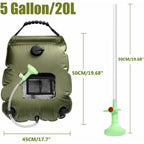 Solar Camping Shower Bag, Solar Portable Shower Bag, Outdoor Foldable Water Bag with Switchable Shower Head Solar Water Heater for Hiking, 20 L