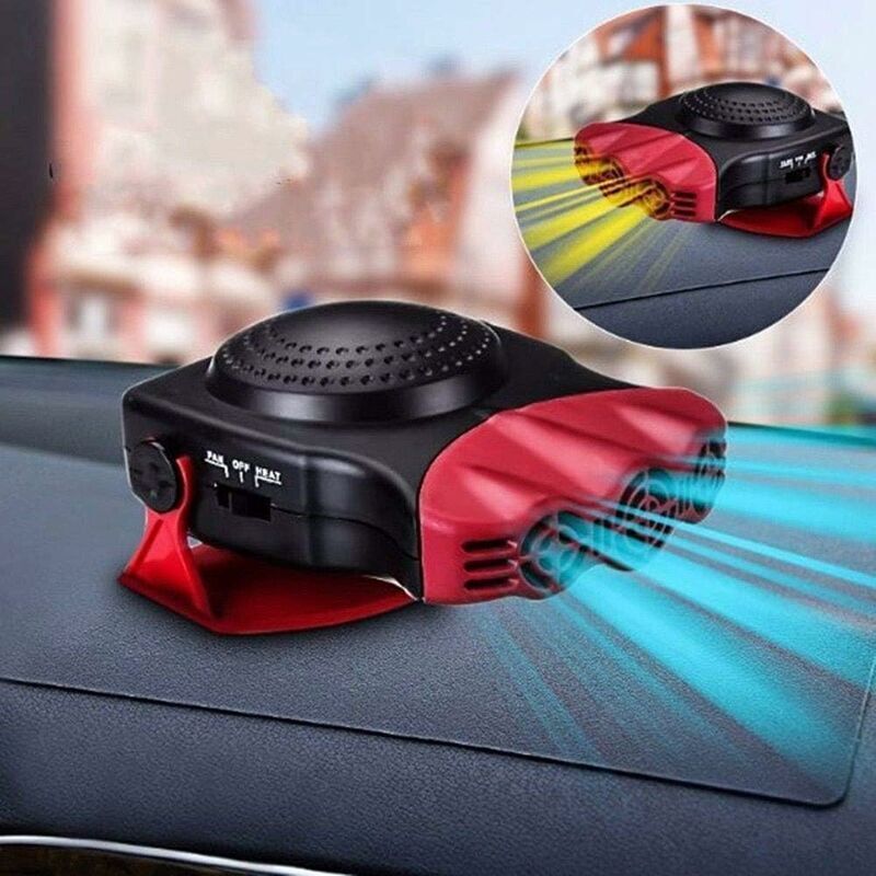 Car Heater, 2 in 1 Fast Heating with Heating and Cooling, Anti-Fog, 12V, 150W, 3 Sockets Cigarette Lighter, Red