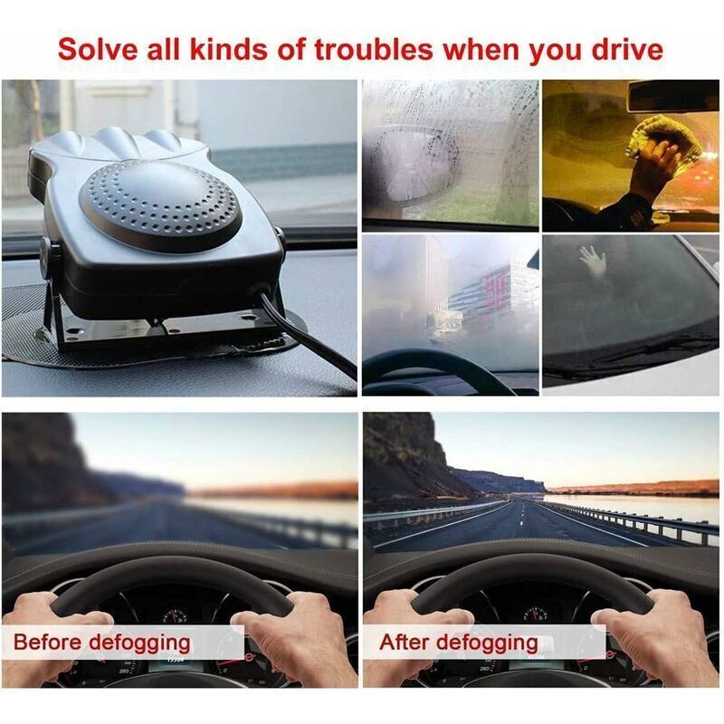 Car Heater, 2 in 1 Fast Heating with Heating and Cooling, Anti-Fog, 12V, 150W, 3 Sockets Cigarette Lighter, Red