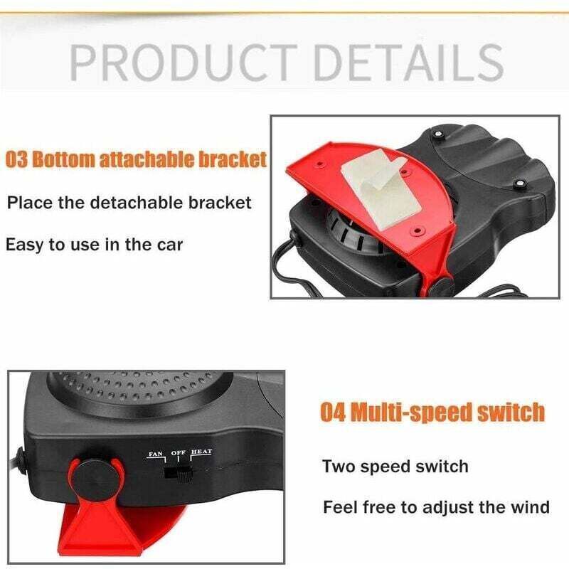Car Heater, 2 in 1 Fast Heating with Heating and Cooling, Anti-Fog, 12V, 150W, 3 Sockets Cigarette Lighter, Red