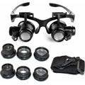 Headband Magnifier Head-Mounted Magnifying Glasses LED Light 10X, 15X, 20X and 25X Magnifications