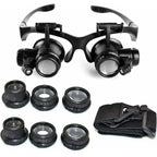 Headband Magnifier Head-Mounted Magnifying Glasses LED Light 10X, 15X, 20X and 25X Magnifications