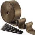 Titanium Magma Heat Insulation Tape, 10 Black Stainless Steel Cable Ties for Motorcycle Exhaust Header Pipe Heat Insulation Tape, 15 m x 50 mm
