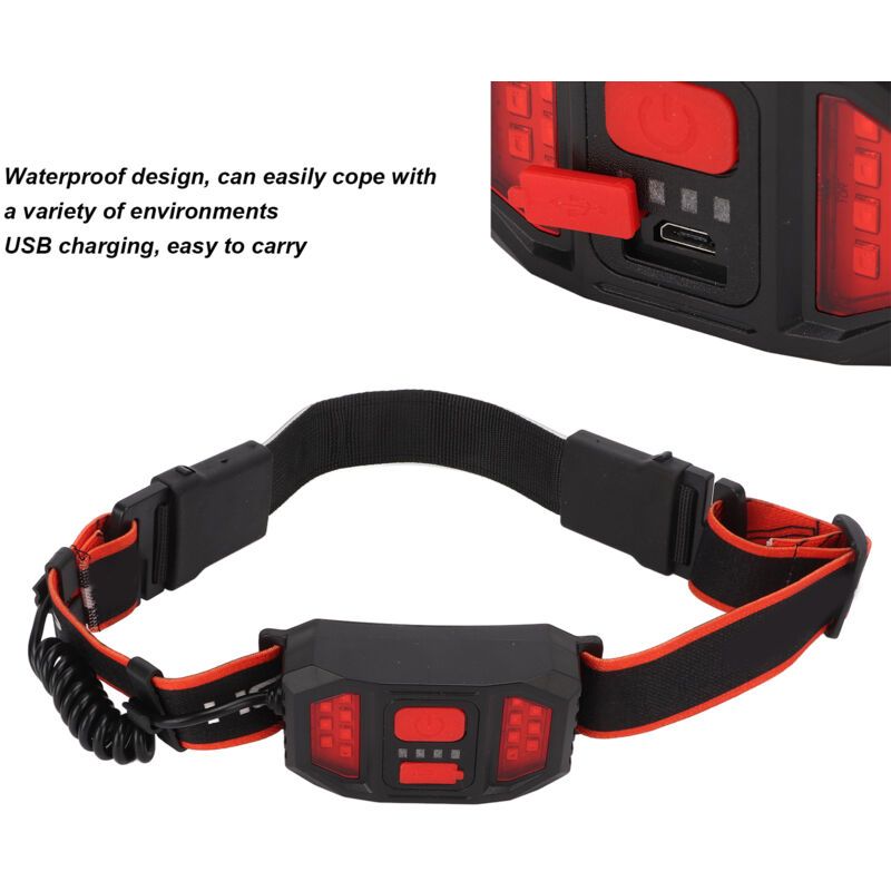 LED Headlamp, Highlight Headlight, Rechargeable Headlamp, Red Taillight for Camping, Hiking