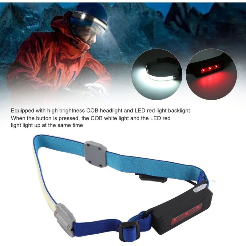 1000mAh COB LED Headlamp, USB Rechargeable Headlamp, Warning Headlamp for Riding and Running