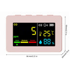 3-in-1 Portable Air Quality Meter, CO, Temperature and Humidity, Color Screen, Carbon Monoxide Detector with Voice Alarm and Battery Display