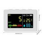 3-in-1 Portable Air Quality Meter, CO, Temperature and Humidity, Color Screen, Carbon Monoxide Detector with Voice Alarm and Battery Display