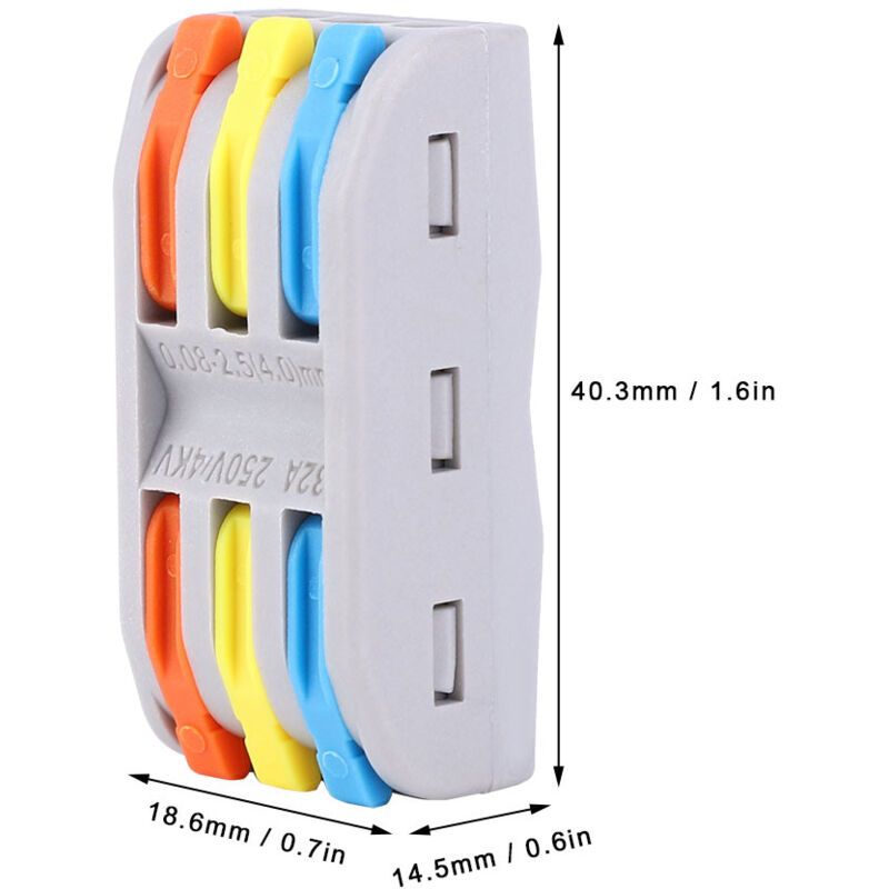 20 Pcs 11 28 AWG PCT-2-3 Electrical Cable Quick Wiring Connector Conductor Terminal Block