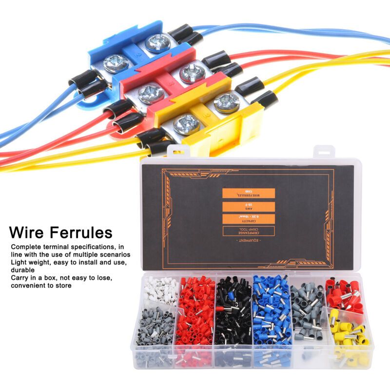 1200 Pcs Wire Ferrules Crimping Cold Pressed Terminal Industrial Electrical Accessories