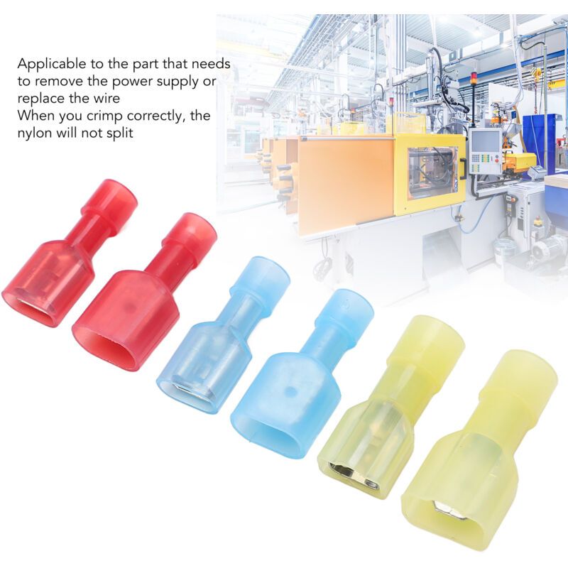 200 Pcs Cold Pressed Ring Terminal Connector Kit Female Male Copper Nylon Automotive Wiring Terminals