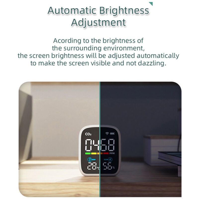 Portable CO2 Detector LED Display, Multi-Function Carbon Dioxide Tester, NDIR Temperature and Humidity Tester, Home Air Quality Tester