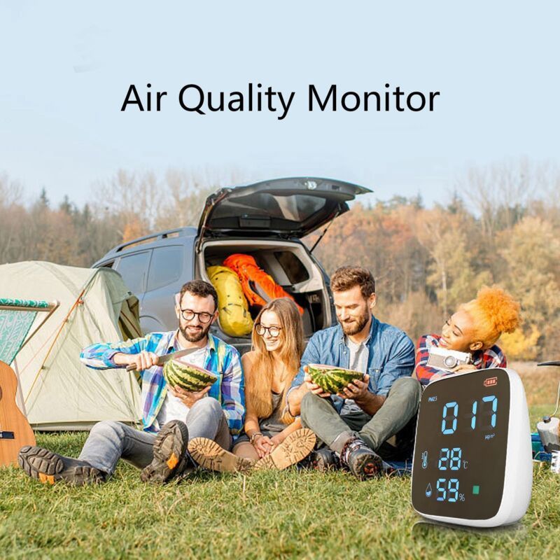 Indoor PM2.5 Air Quality Monitor, Mini Portable Smart Sensor, Temperature and Humidity Tester with Built-in Alarm
